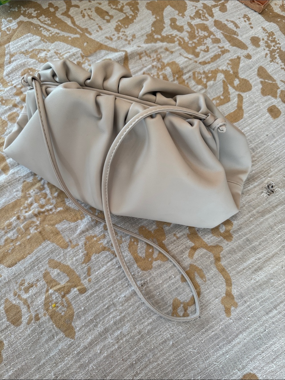 Gathered Soft Clutch in Light Cream